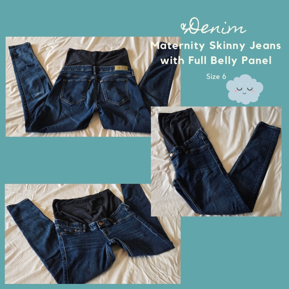 &Denim Maternity Skinny Jeans with Full Belly Panel
